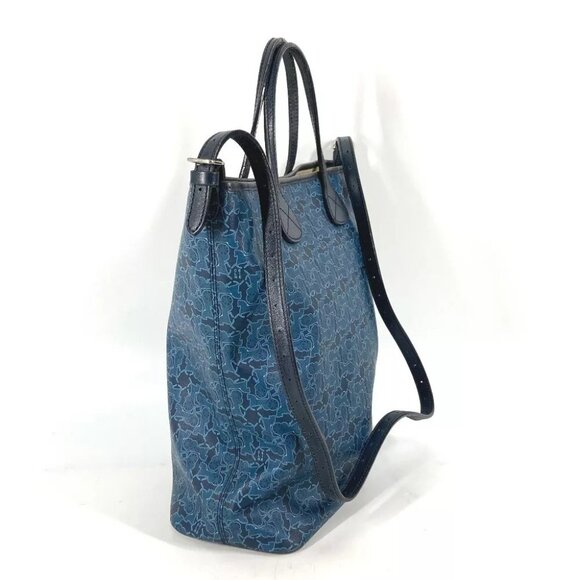 Auth CELINE Old Sulky Tote Bag 2WAY Bag Crossbody Shoulder Bag Leather/PVC blue/ - Picture 10 of 16